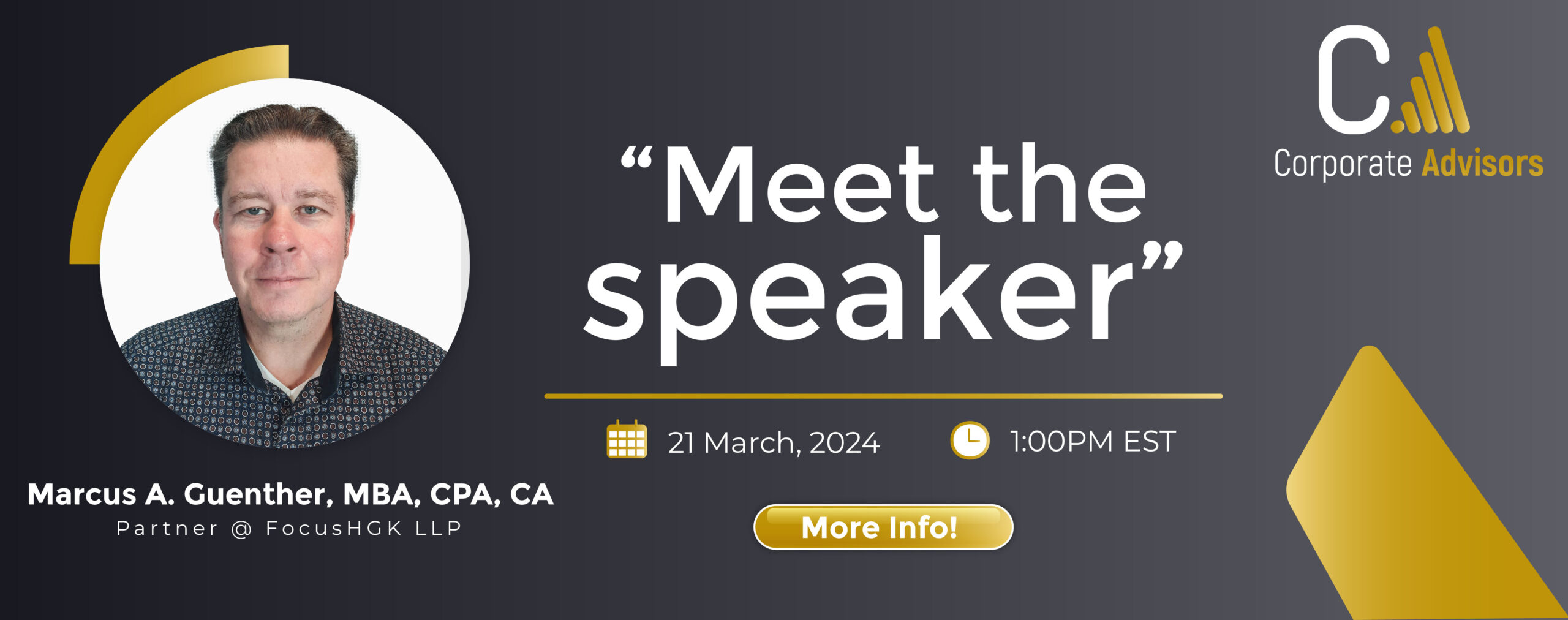 Marcus Guenther (MBA, CPA, CA) Our Speakers